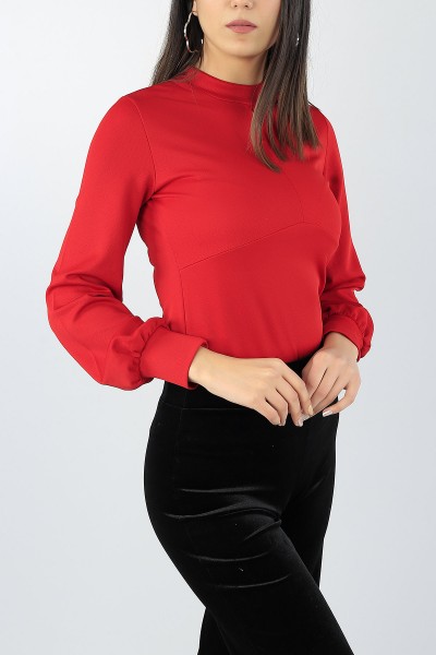 Kırmızı Damla Yaka Bluz 54046