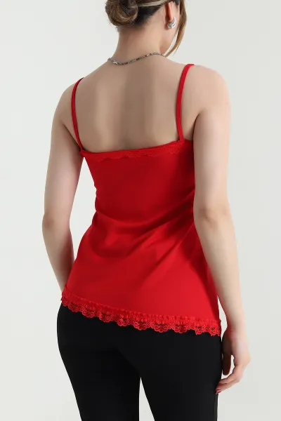Kırmızı Dantelli Modal Kadın Bluz 468042