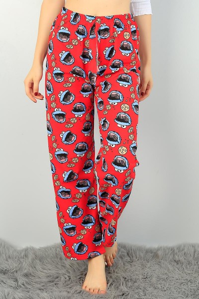Kırmızı Desenli Bayan Pijama Altı 71634
