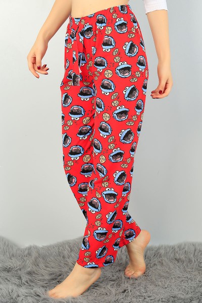 Kırmızı Desenli Bayan Pijama Altı 71634