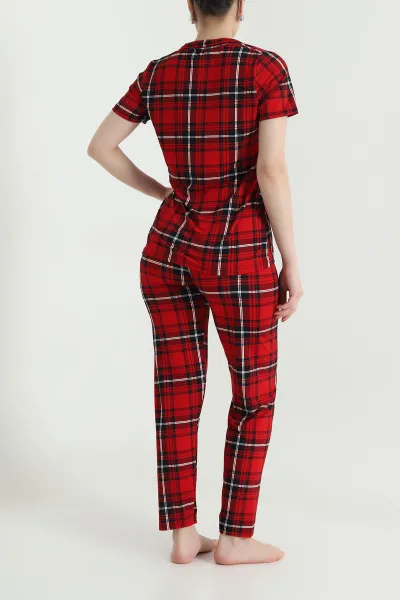 Kırmızı Desenli Kadın Pijama Takımı 466358
