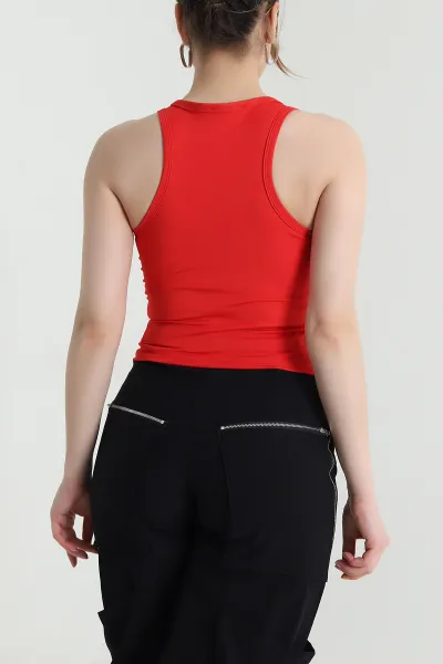 Kırmızı Destekli Scuba Kadın Bluz 459354