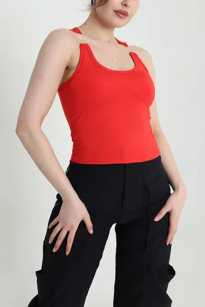 Kırmızı Destekli Scuba Kadın Bluz 459354