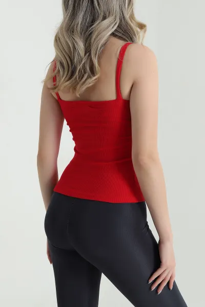 Kırmızı Düğme Detay Kaşkorse Bluz 470587