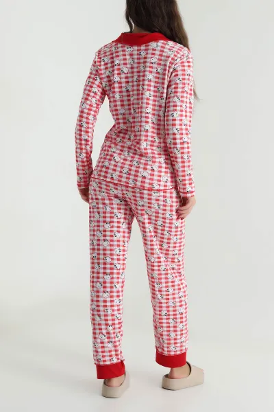 Kırmızı Düğmeli Berlin Kadın Pijama Takımı 494679