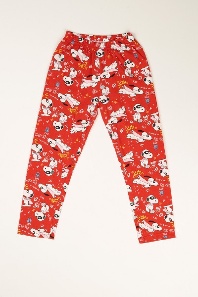 Kırmızı Düğmeli Kız Çocuk Pijama Takımı 77886