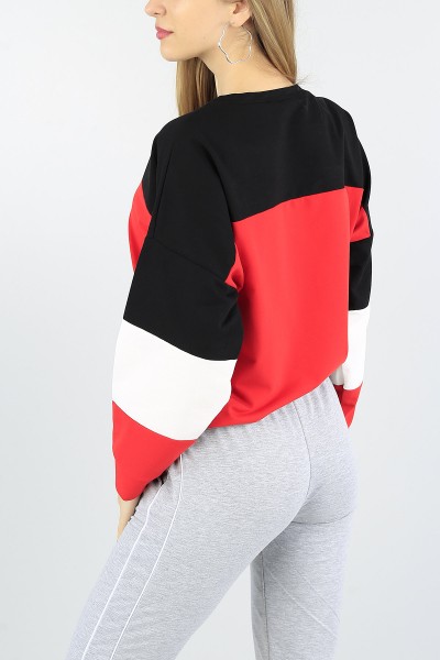 Kırmızı Eklemeli Bayan Sweat 55565