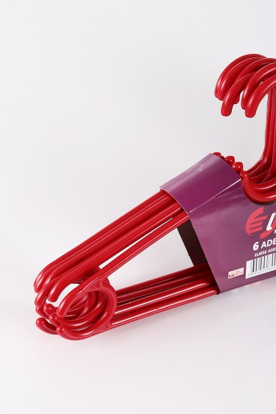Kırmızı 6'lı Plastik Elbise Askısı 222677