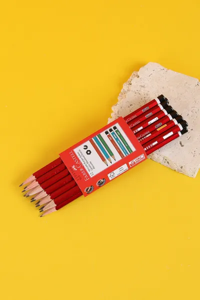 Kırmızı Faber-Castell Köşeli Mercanlı Kurşun Kalem 12'Lİ 287573