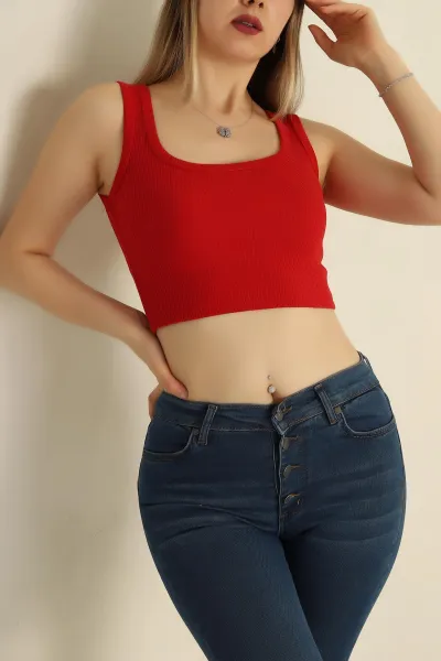 Kırmızı Fitilli Likralı Atlet 258652