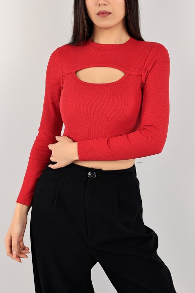 Kırmızı Fitilli Likralı Bluz 107366