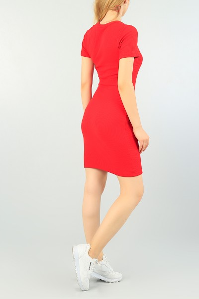 Kırmızı Fitilli Likralı Elbise 70498