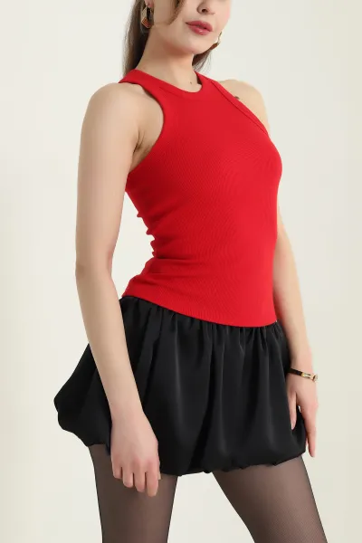 Kırmızı Fitilli Likralı Kadın Atlet 432169