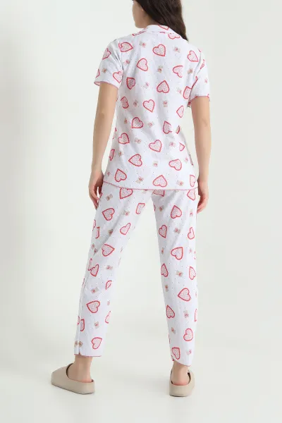 Kırmızı Gofre Kadın Pijama Takımı 457063