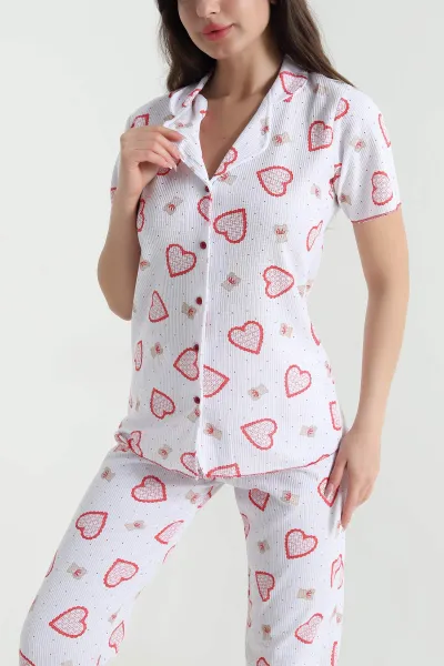 Kırmızı Gofre Kadın Pijama Takımı 457063