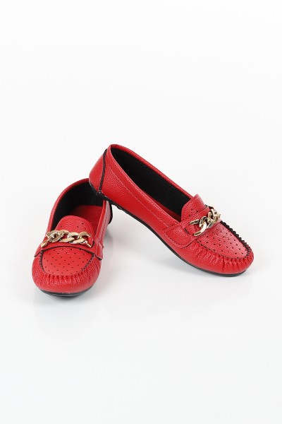 Kırmızı Gold Tokalı Kadın Babet Ayakkabı 120669
