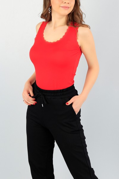 Kırmızı Güpür İşlemeli Bayan Atlet 58466