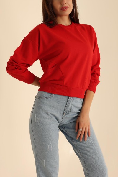 Kırmızı İki İp Oversize Sweat 199712