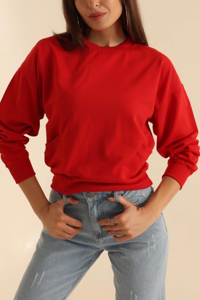Kırmızı İki İp Oversize Sweat 199712