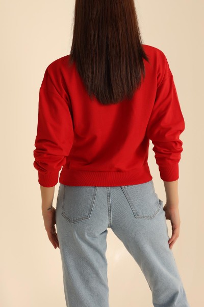 Kırmızı İki İp Oversize Sweat 199712