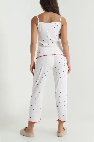 Kırmızı İp Askılı Kadın Pijama Takımı 476879