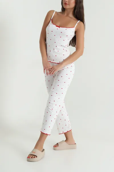 Kırmızı İp Askılı Kadın Pijama Takımı 476879