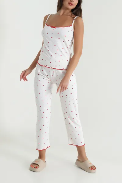 Kırmızı İp Askılı Kadın Pijama Takımı 476879