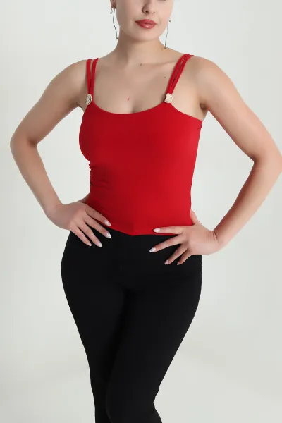 Kırmızı İp Askılı Sandy Kadın Bluz 476463