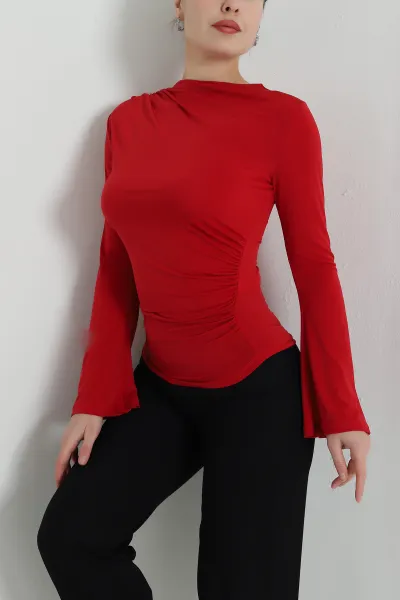 Kırmızı İspanyol Kol Sandy Kadın Bluz 497003