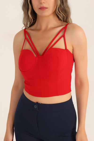 Kırmızı İthal Krep Bluz 190785