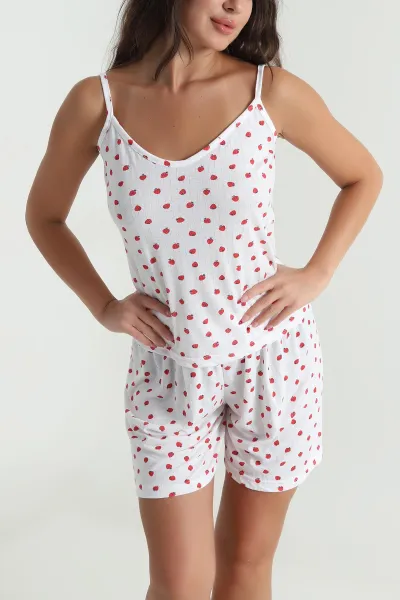 Kırmızı Jakarlı Desenli Kadın Pijama Takımı 476180