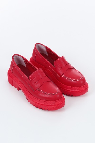 Kırmızı Kalın Taban Loafer Ayakkabı 157359