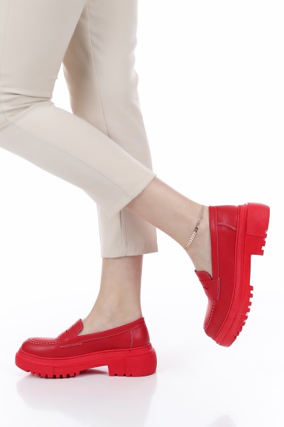 Kırmızı Kalın Taban Loafer Ayakkabı 157359