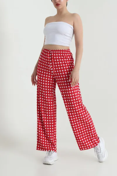Kırmızı Kareli Helen Kadın Pantolon 465096