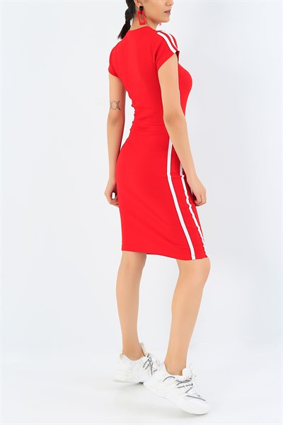 Kırmızı Kaşkorse Likralı Elbise 35524