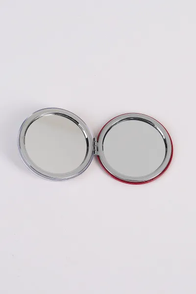 Kırmızı Kiraz Baskılı İçi Pullu Oval Cep ve Çanta Aynası 490067