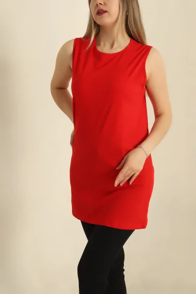 Kırmızı Kolsuz Bayan Tişört 250365