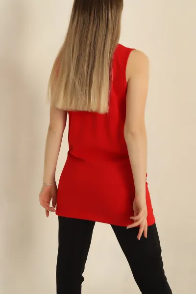 Kırmızı Kolsuz Bayan Tişört 250365