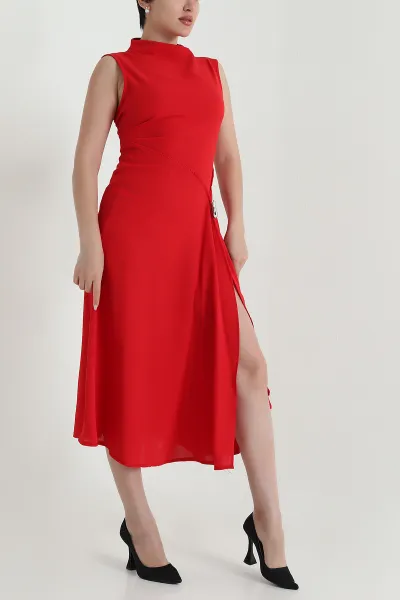 Kırmızı Kolsuz Linda Kadın Elbise 463248