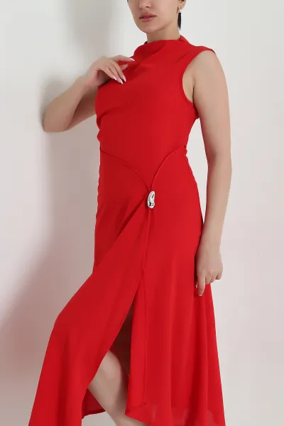 Kırmızı Kolsuz Linda Kadın Elbise 463248