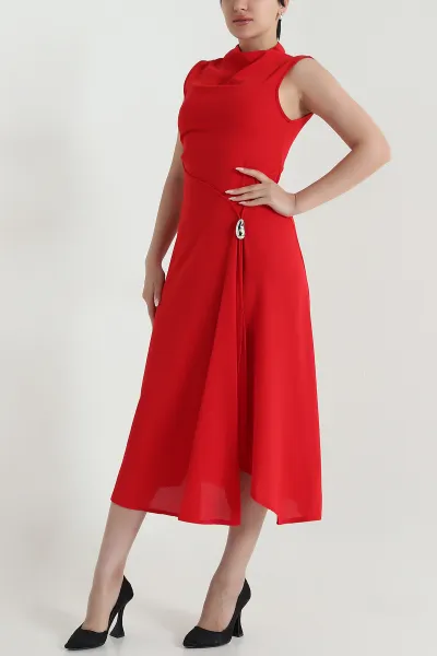 Kırmızı Kolsuz Linda Kadın Elbise 463248