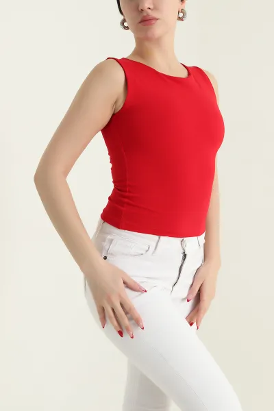 Kırmızı Kolsuz Oysho Kadın Bluz 432353