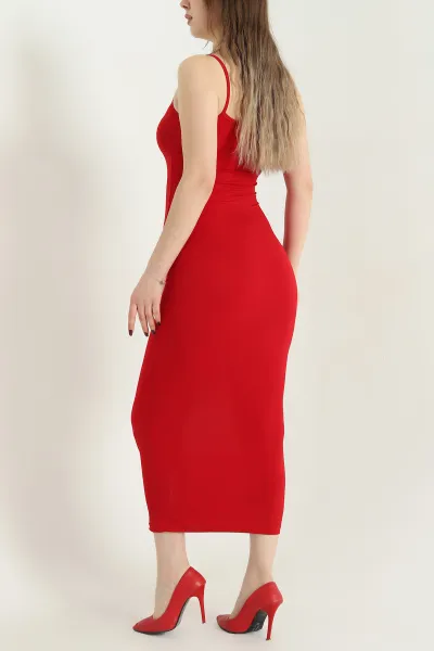 Kırmızı Kolsuz Sendy Kumaş Elbise 341099