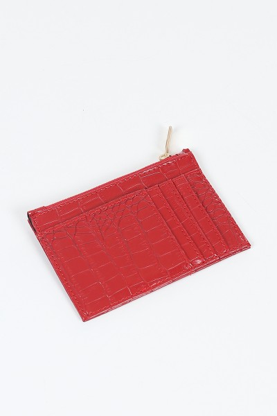 Kırmızı 1040 Kroko Desen Bozuk Para Hazneli Fermuarlı Kartlık Cüzdan 103990