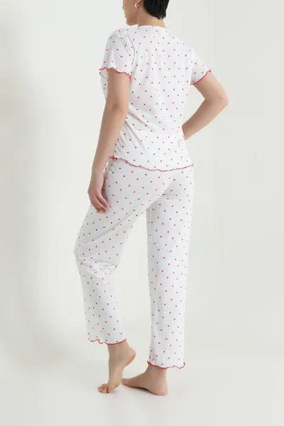 Kırmızı Kurdela Tasarım Kadın Pijama Takımı 467880