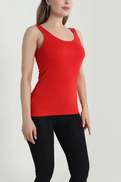 Kırmızı Likralı Modal Kadın Atlet 476020