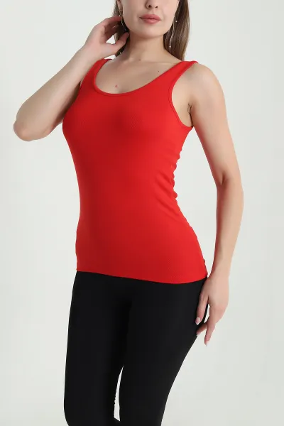 Kırmızı Likralı Modal Kadın Atlet 476020