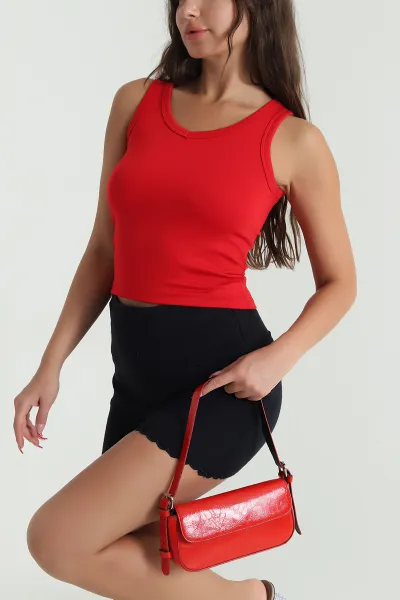 Kırmızı Likralı Modal Kadın Atlet 476467