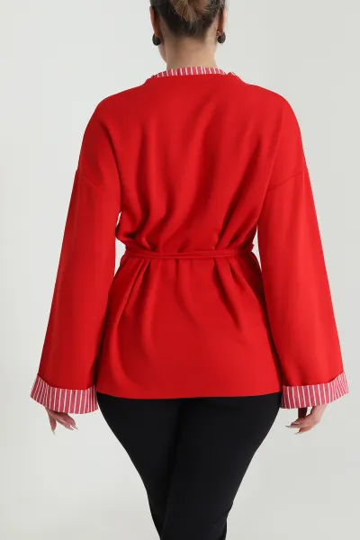 Kırmızı Likralı Modal Kadın Tunik 492483