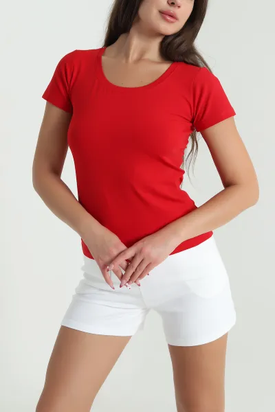 Kırmızı Likralı Süprem Kadın Body Tişört 478348